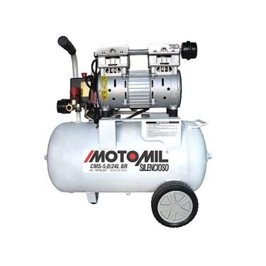 Imagem de Compressor De Ar Odontológico Motomil - Cms-5/24l Br Isento De Óleo - 5 Pés 24 Litros 220v mono