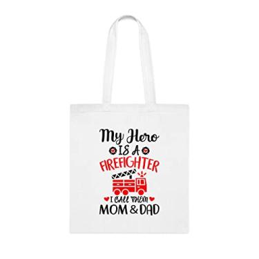 Imagem de Sacola My Hero Is A Firefighter I Call Them Mom And Dad (My Hero Is A Firefighter I Call Them Mom And Dad (Mãe e e Paiz) Bolsa de ombro reutilizável, presente para mamãe e papai) de