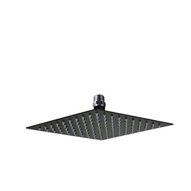 Imagem de Ducha Inox Black Preto Fosco 20x20 Com Niple Suporte De Teto