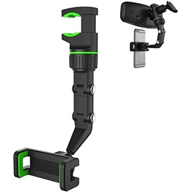 Imagem de Suporte de telefone de espelho retrovisor, suporte universal de telefone de carro giratório de 360 graus para telefone e GPS, para celulares de 50 mm-100 mm de largura, verde, 1 peça