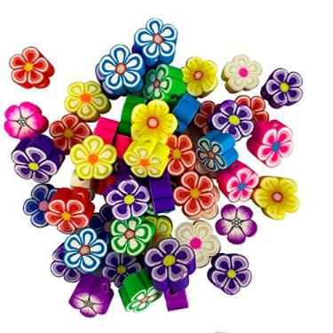 Imagem de Miçanga Infantil Flor Colorida Entremeio Emborrachado de Florzinha Para Montar Pulseira Colar Brincos Biju Infantil (50)