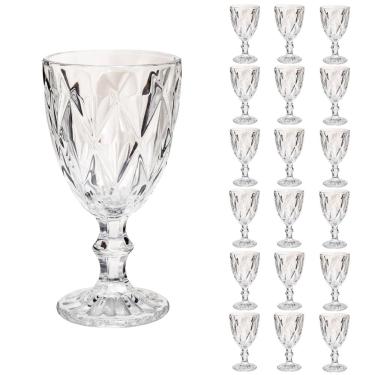 Imagem de 18 Taça Diamante Copo Vidro Transparente Bico De Jaca 300ml