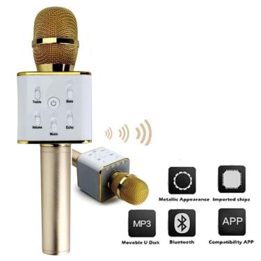 Imagem de Microfone Karaoke Sem Fio Portatil Com Bluetooth Caixa De Som Toca Musica 