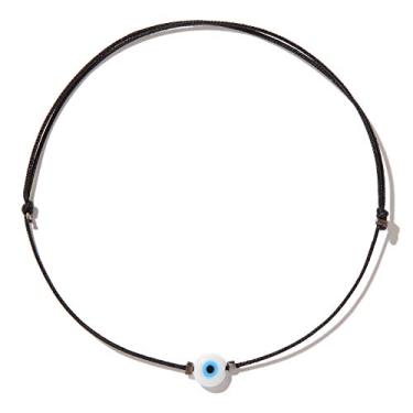 Imagem de Naz Collection Tornozeleira e pulseira de olho turco branco para mulheres - Joia de tornozelo Boho ajustável feita à mão - tamanho grande - adulto