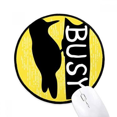 Imagem de DIYthinker Pica-pau preto contorno animal tapete de mouse natural desktop escritório tapete redondo para computador