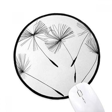 Imagem de Mouse pad preto cinza branco dente-de-leão tapete redondo de escritório para computador