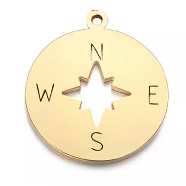 Imagem de CNBPIC 5Pcs/Lot Aço Inoxidável Redondo Oco Bússola Pingente Diy Charms Espelho Polido