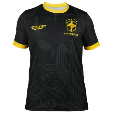 Imagem de Camiseta Baby Look Feminina Pro Tork Brasil Seleção Copa 2022 Tam GG Preto/Amarelo