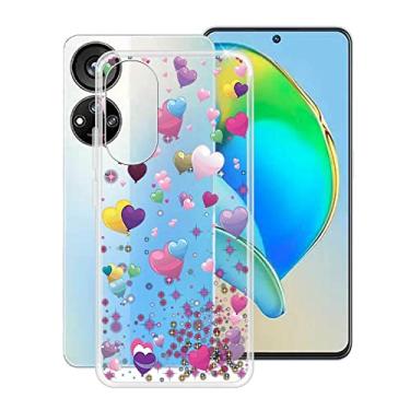 Imagem de HGJTF Capa de telefone para ZTE Axon 40 SE (6,7 polegadas), capa amortecedora de gel TPU macio à prova de choque, ultrafina, antiamarelamento, capa traseira de silicone transparente para ZTE Axon 40 SE - balão de coração
