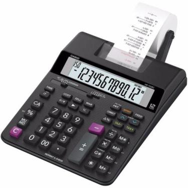 Imagem de Calculadora Bobina Casio Hr-100Rc Preta Bivolt E À Pilha Impressão Do