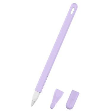 Imagem de Novo estojo de silicone antiqueda e antiderrapante para caneta de silicone TwiHill para Apple Pencil 2ª geração (Roxa)