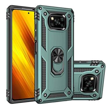 Imagem de MOONCASE Capa Mi Poco X3 NFC, capa híbrida 2 em 1 PC + TPU com suporte capa protetora para Xiaomi Poco X3 NFC 6,7 polegadas – Verde