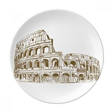 Imagem de Prato de paisagem com desenho de marco da Itália Roma Decorativo de Porcelana Salver Prato de jantar