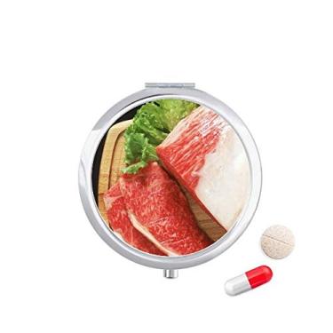 Imagem de Porta-comprimidos de textura de carne crua e carne de cordeiro, caixa de armazenamento de medicamentos