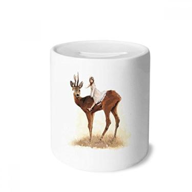 Imagem de DIYthinker Caixa de cerâmica com caixa para dinheiro de cervo, presente de cofrinho
