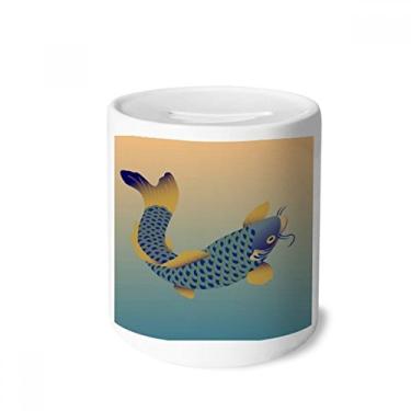 Imagem de DIYthinker Caixa de cerâmica para guardar dinheiro com cultura de pintura de peixe azul porta-moedas