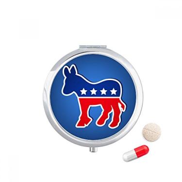 Imagem de Porta-comprimidos com emblema do Partido Democrático Americano Burro Caixa de armazenamento de medicamentos
