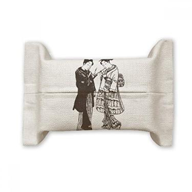 Imagem de Bolsa de linho de algodão com desenho japonês, estilo japonês, capa de papel para lenços faciais