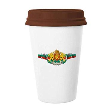 Imagem de Caneca com emblema nacional da bandeira da Bulgária Copo de cerâmica para copo de café