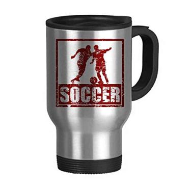 Imagem de Caneca de viagem de futebol americano vermelha com tampa flip em aço inoxidável copo de carro copo térmico