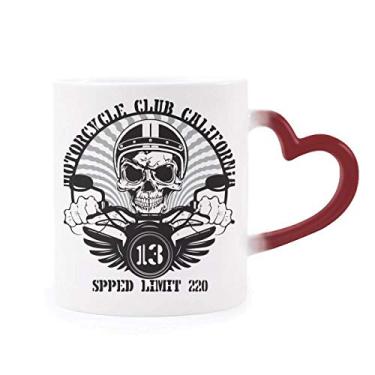 Imagem de Caneca de moto, esqueleto indiano, chama, totem sensível ao calor, caneca de grés que muda de cor vermelha