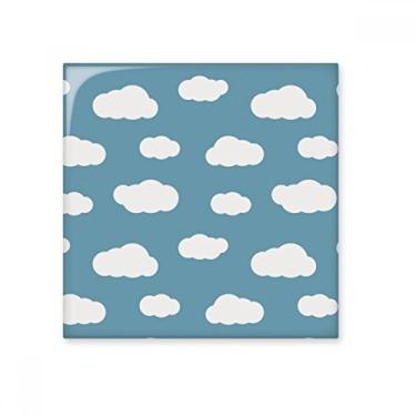 Imagem de Azulejo de cerâmica brilhante celeste azul nuvem branca brilhante decalque tijolo adorno pedra