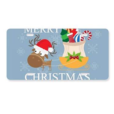 Imagem de DIYthinker Presente de alce de Natal Feliz Natal Placa de licença Decoração de aço inoxidável Etiqueta de automóvel