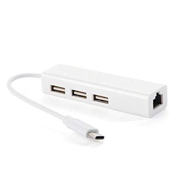 Imagem de Domary Adaptador HUB Fast Ethernet USB 2.0 Tipo C de 3 portas RJ45 100 Mbps Conversor de expansão de placa de rede para Macbook