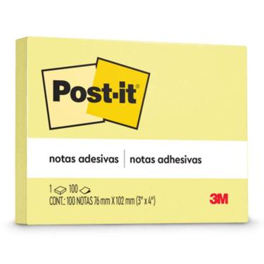 Imagem de Bloco de notas adesivas Post-it amarelo 76x102mm 100 folhas - 3M