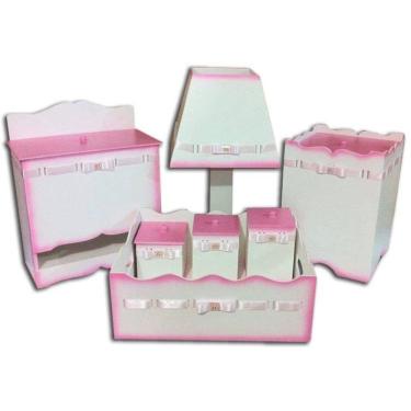 Imagem de Kit Higiene bebê MDF  Passa Fita Rosa