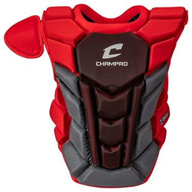 Imagem de CHAMPRO Optimus Pro Plus Protetor de peito ergonômico para coletor de beisebol Commotio Cordis com alça de ombro removível, 39 cm, vermelho escarlate