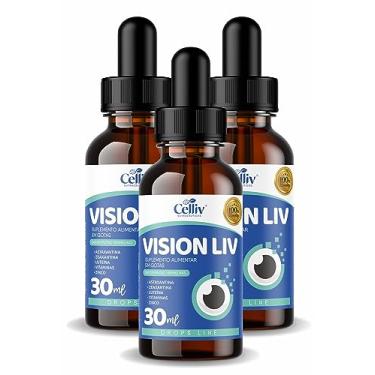 Imagem de Kit Com 3 Vision Liv - Astaxantina, Zeaxantina, Luteína, Vitaminas e Zinco 30ml Celliv