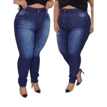 Imagem de Kit Feminino 2 Peças Plus Size - Calça Skinny Jeans Simples E Calça Sk