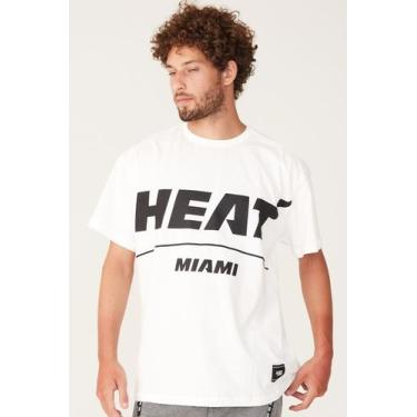 Imagem de Camiseta Nba Plus Size Estampada Miami Heat Off White
