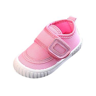 Imagem de Sapatos para meninas jovens sapatos de malha mocassins cor voando criança criança tecido cesta esportiva arco tênis de bebê, rosa, 9-12 Meses
