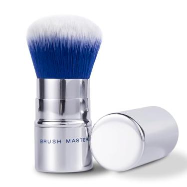 Imagem de Brush Master Pincel de maquiagem retrátil Kabuki pincel de pó de viagem para base, blush, bronzer, corretivo, pincel portátil com capa..