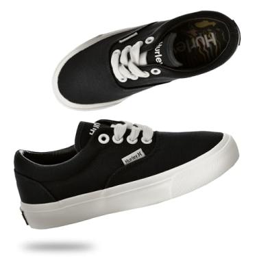 Imagem de Hurley Tênis de cadarço para meninos e meninas para crianças pequenas/crianças grandes, Preto/branco, 2 Big Kid