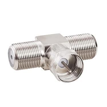 Imagem de Goupchn Adaptador combinador divisor de cabo coaxial tipo F conector de 3 vias F macho para fêmea F duplo RG6 1 pacote para TV, vídeo, cabo de antena, satélite, videocassete