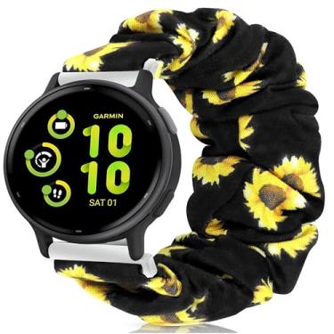 Imagem de Compatível com Garmin Vivoactive 5 Band, Lamshaw 20 mm Tecido Elástico Scrunchie Tiras de Substituição Femininas Compatível com Garmin Vivvoactive 5/Approach S12/Approach S40/Approach S42/D2 Air/D2 Air X10/Forerunner 245/Forerunner 55/Forerunner 645/Venu/Venu 2 Plus/u Sq/Veneno u Sq 2/Vivoactive 3/V