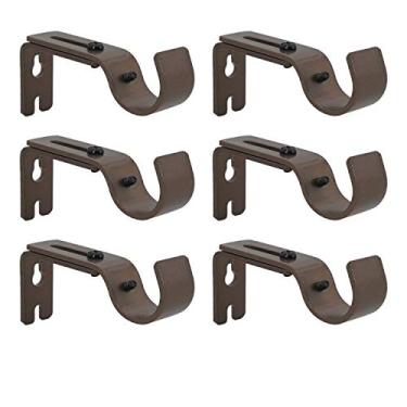 Imagem de Suporte de varão de cortina ajustável AddGrace, serve para varão de cortina de até 2,5 cm, conjunto de 6, suporte de varão extensível resistente, suporte de varão único de metal para parede, Bronze, for 1 inch curtain rod
