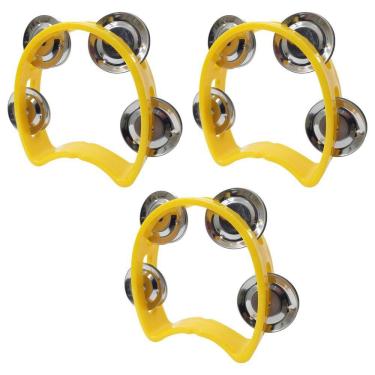 Imagem de Kit 3 Pandeiros Meia Lua Infantil Amarelo New York