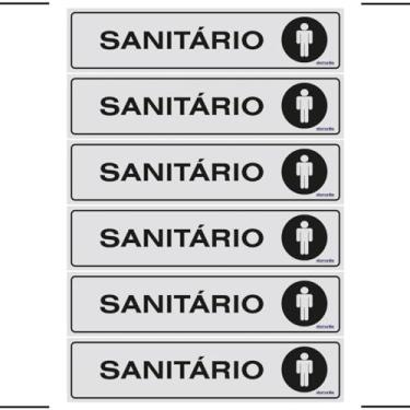 Imagem de Combo 6 Placas De Sinalização Sanitário Masculino 30x7 Ekomunike - B-525 F9e