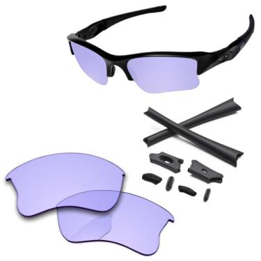 Imagem de PapaViva Lentes de reposição e kits de borracha para óculos de sol Oakley Flak Jacket XLJ OO9009 63 mm, Violeta com pouca luz, Flak Jacket XLJ