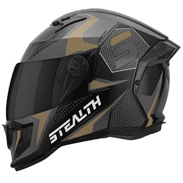 Imagem de CAPACETE FECHADO PRO TORK STEALTH CONCEPT BRILHANTE CINZA - DOURADO TAM. 56 VIS. FUMÊ