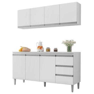 Imagem de Armario Aereo E Balcao Com Tampo 160 Cm Andreia Branco Reajl Branco