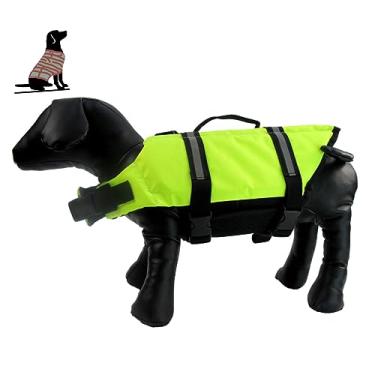 Imagem de GANAZONO para animais estimação cão reflexivo bicho estimação colete verde colete flutuante animal estimação absorvente suor ar livre bóia salva-vidas roupas