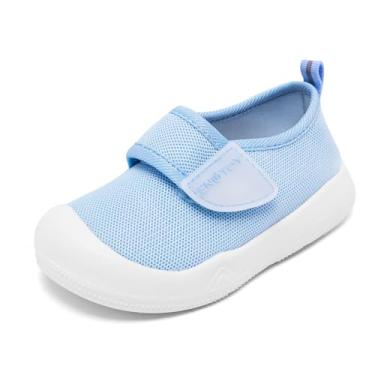 Imagem de Engtoy Sapatos de caminhada para bebês meninos meninas tênis infantil respirável leve sem cadarço, Azul, 15-18 meses