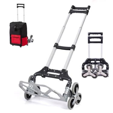 Imagem de Carrinho De Carrinho Para Subir Escadas, Carrinho De Mão Dobrável, 165 Libras Em Terreno Nivelado/55 Libras Em Capacidade De Peso De Escadas, Caminhão De Mão De Alumínio De 6 Rodas