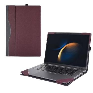 Imagem de RUNMEIJIA Capa para Samsung Galaxy Book 5/4/3 Pro 360 e Galaxy Book4/3 Pro e Galaxy Book 4/3 Ultra[Não serve para Galaxy Book4/3 360], capa 2 em 1, capa de couro PU (vermelho)
