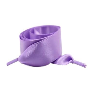 Imagem de Width Silk Satin Shoelaces Ribbon Shoe Laces Boots Women Sneakers ShoeLace (Color : Light purple, Size : 100cm)